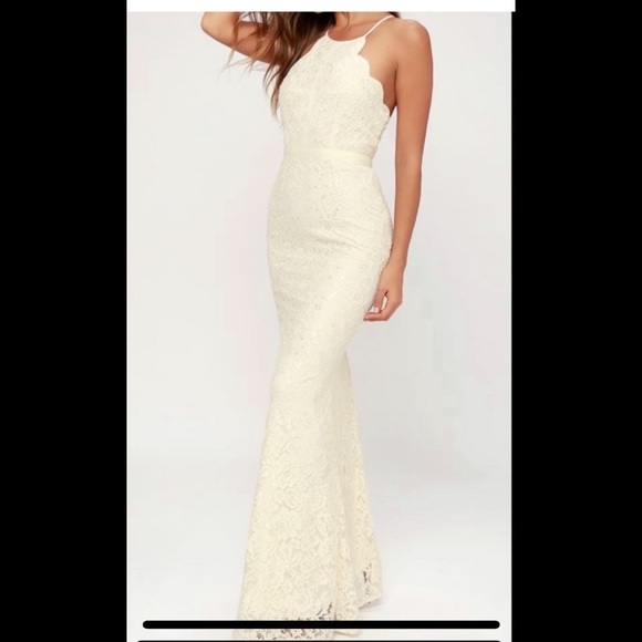Off White Trumpet Lulu’s Long Dress - Picture 1 of 7